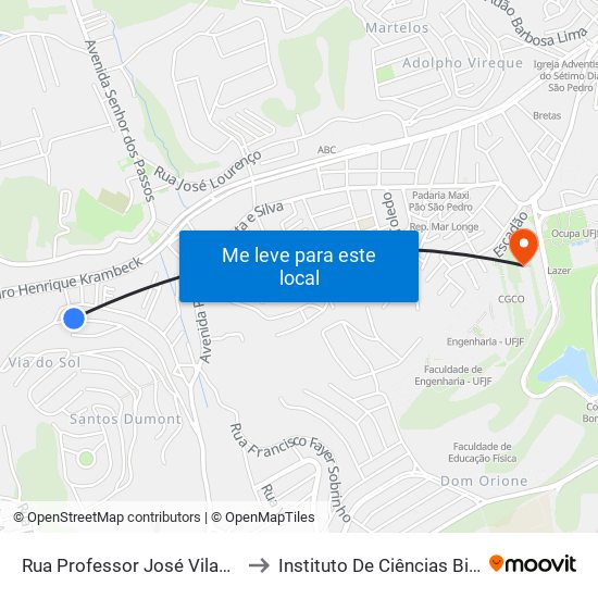 Rua Professor José Vilas Bouçada, 638 to Instituto De Ciências Biológicas - Icb map