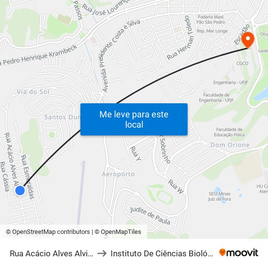 Rua Acácio Alves Alvim, 2095 to Instituto De Ciências Biológicas - Icb map