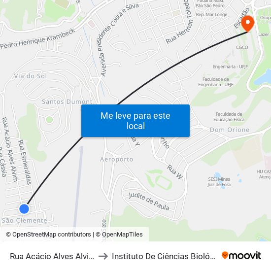 Rua Acácio Alves Alvim, 2375 to Instituto De Ciências Biológicas - Icb map