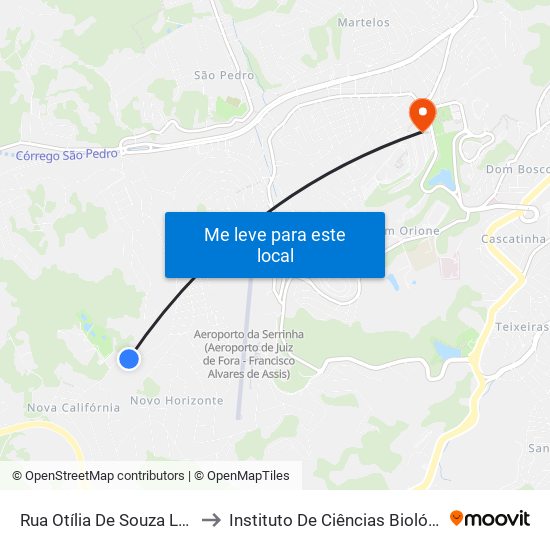 Rua Otília De Souza Leal, 1110 to Instituto De Ciências Biológicas - Icb map
