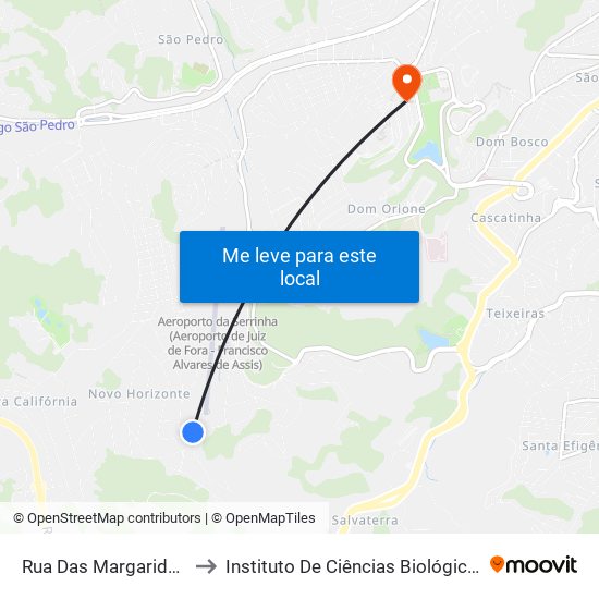 Rua Das Margaridas, 70 to Instituto De Ciências Biológicas - Icb map
