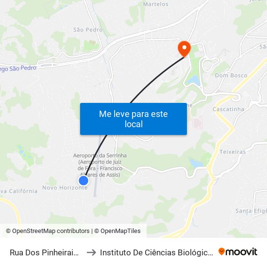 Rua Dos Pinheirais, 270 to Instituto De Ciências Biológicas - Icb map