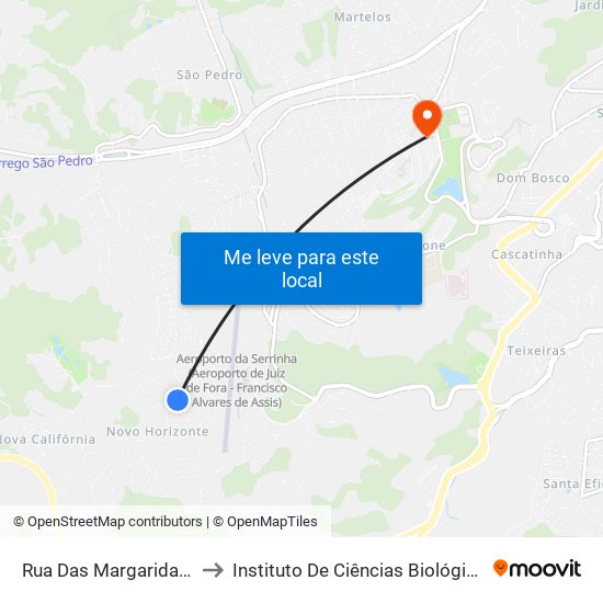 Rua Das Margaridas, 720 to Instituto De Ciências Biológicas - Icb map