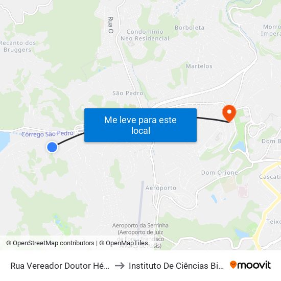 Rua Vereador Doutor Hélio Zanini, 599 to Instituto De Ciências Biológicas - Icb map
