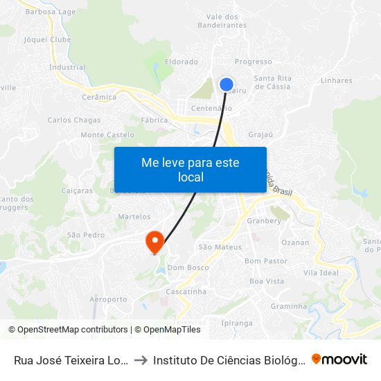 Rua José Teixeira Lopes, 25 to Instituto De Ciências Biológicas - Icb map