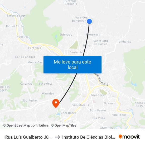 Rua Luís Gualberto Júnior, 2-298 to Instituto De Ciências Biológicas - Icb map