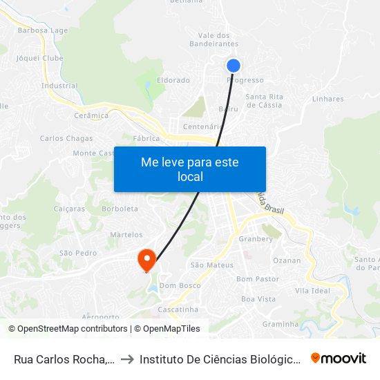 Rua Carlos Rocha, 625 to Instituto De Ciências Biológicas - Icb map