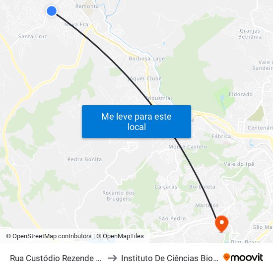 Rua Custódio Rezende Bastos, 200 to Instituto De Ciências Biológicas - Icb map