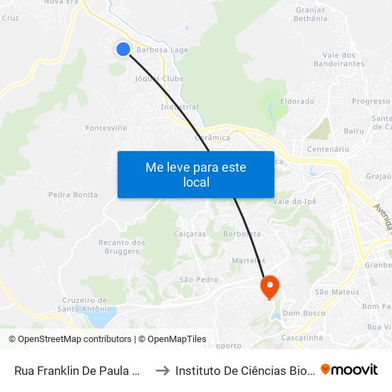 Rua Franklin De Paula Marquês, 439 to Instituto De Ciências Biológicas - Icb map