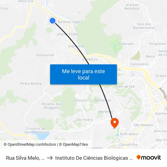 Rua Silva Melo, 75 to Instituto De Ciências Biológicas - Icb map