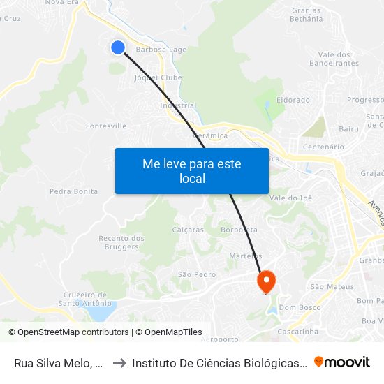 Rua Silva Melo, 162 to Instituto De Ciências Biológicas - Icb map
