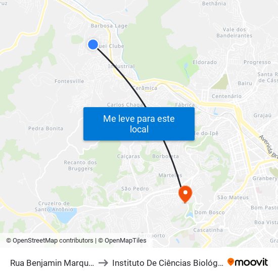 Rua Benjamin Marquês, 576 to Instituto De Ciências Biológicas - Icb map