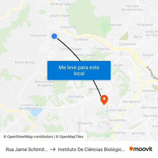 Rua Jame Schimitz, 17 to Instituto De Ciências Biológicas - Icb map