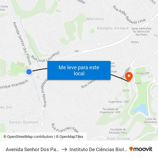 Avenida Senhor Dos Passos, 1846 to Instituto De Ciências Biológicas - Icb map