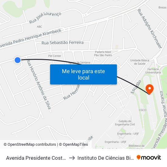 Avenida Presidente Costa E Silva, 2415 to Instituto De Ciências Biológicas - Icb map