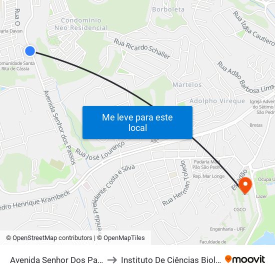 Avenida Senhor Dos Passos, 1039 to Instituto De Ciências Biológicas - Icb map