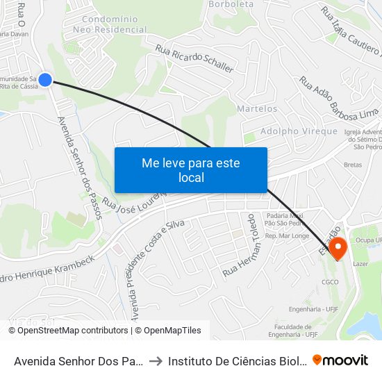 Avenida Senhor Dos Passos, 1136 to Instituto De Ciências Biológicas - Icb map