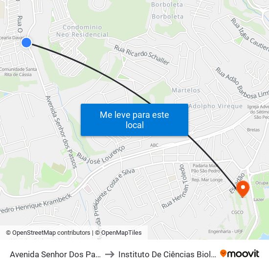 Avenida Senhor Dos Passos, 1018 to Instituto De Ciências Biológicas - Icb map