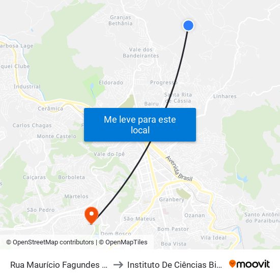 Rua Maurício Fagundes Rezende, 642 to Instituto De Ciências Biológicas - Icb map