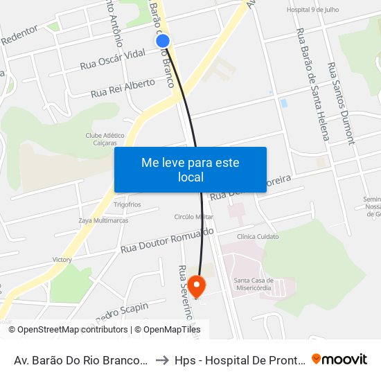 Av. Barão Do Rio Branco / Catedral to Hps - Hospital De Pronto Socorro map