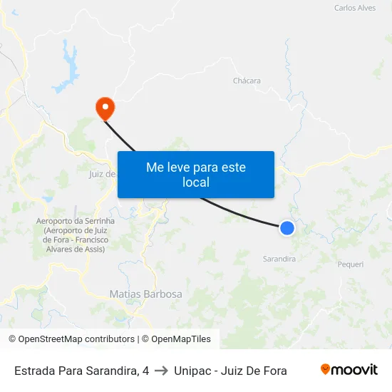 Estrada Para Sarandira, 4 to Unipac - Juiz De Fora map