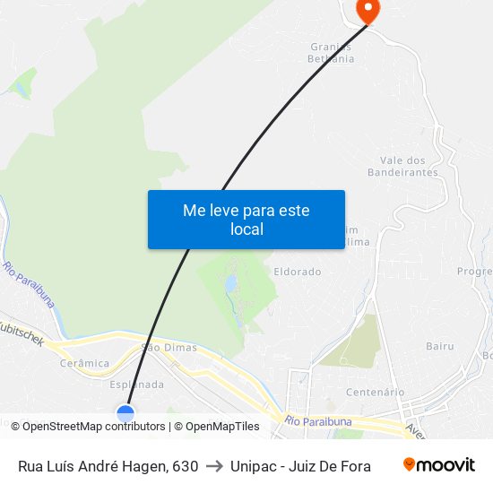 Rua Luís André Hagen, 630 to Unipac - Juiz De Fora map