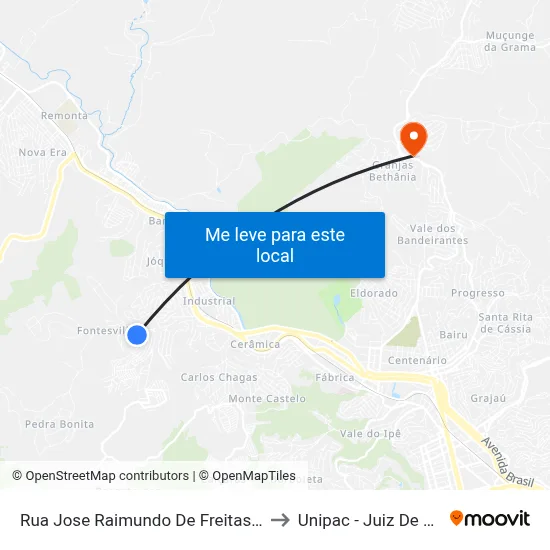 Rua Jose Raimundo De Freitas, 149 to Unipac - Juiz De Fora map