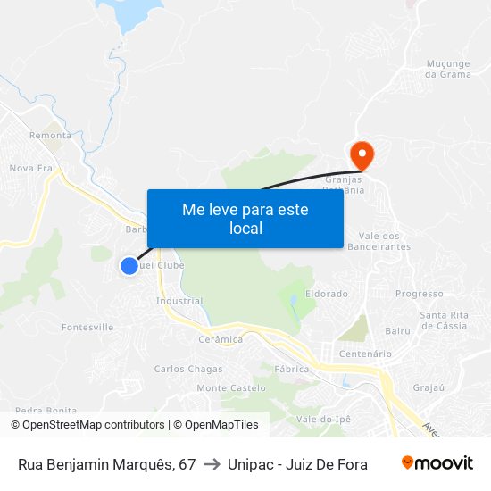 Rua Benjamin Marquês, 67 to Unipac - Juiz De Fora map