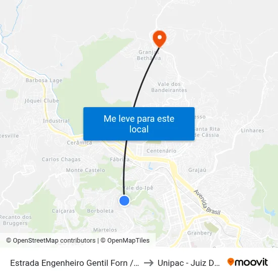 Estrada Engenheiro Gentil Forn / Privilege to Unipac - Juiz De Fora map