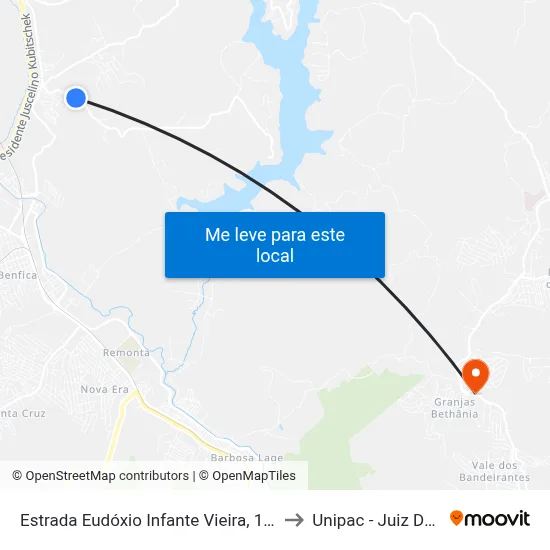 Estrada Eudóxio Infante Vieira, 1305-1483 to Unipac - Juiz De Fora map