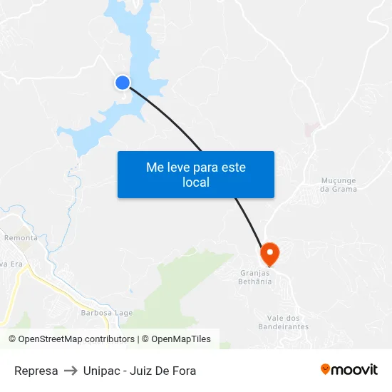 Represa to Unipac - Juiz De Fora map