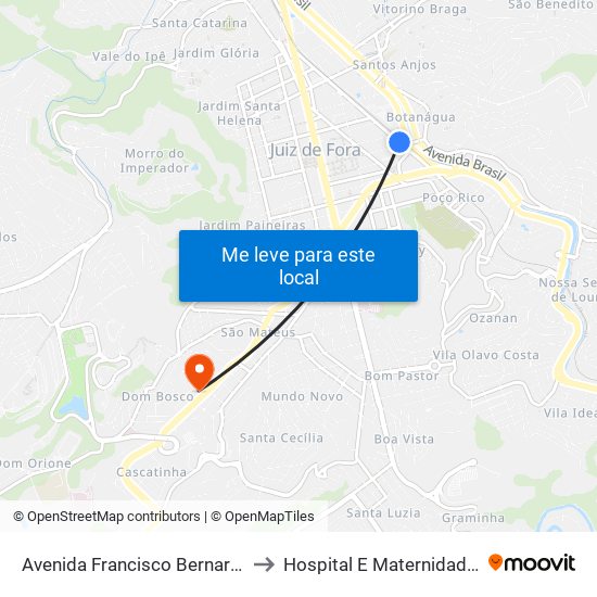 Avenida Francisco Bernardino / Praça Da Estação to Hospital E Maternidade Terezinha De Jesus map