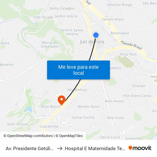 Av. Presidente Getúlio Vargas, 781 to Hospital E Maternidade Terezinha De Jesus map