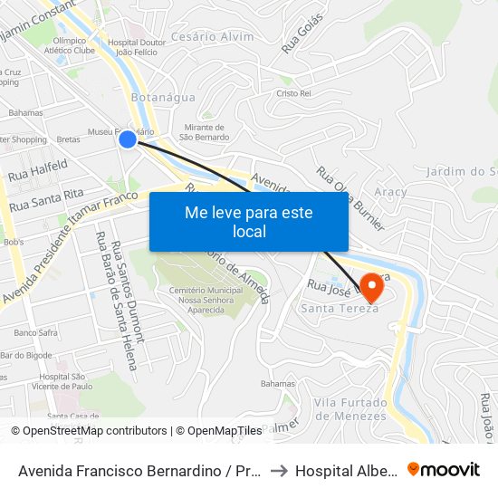 Avenida Francisco Bernardino / Praça Da Estação to Hospital Albert Sabin map