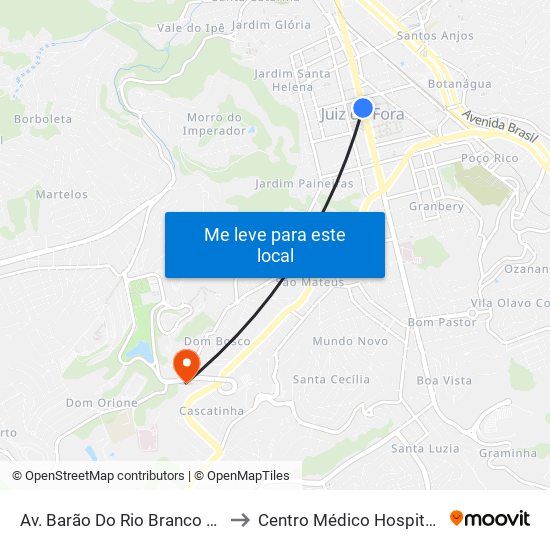 Av. Barão Do Rio Branco / Mister Moore to Centro Médico Hospital Monte Sinai map