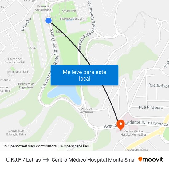 U.F.J.F. /  Letras to Centro Médico Hospital Monte Sinai map