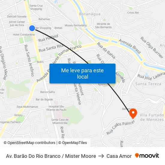 Av. Barão Do Rio Branco / Mister Moore to Casa Amor map