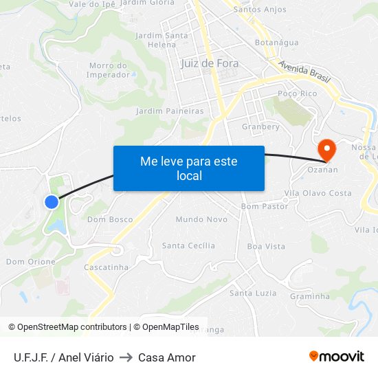 U.F.J.F. / Anel Viário to Casa Amor map