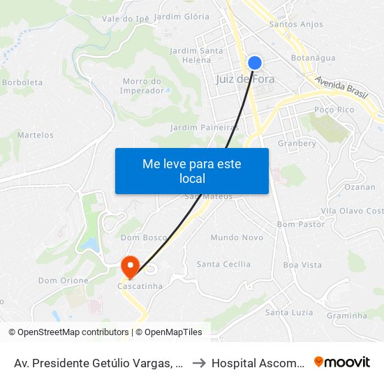 Av. Presidente Getúlio Vargas, 781 to Hospital Ascomcer map