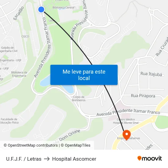 U.F.J.F. /  Letras to Hospital Ascomcer map