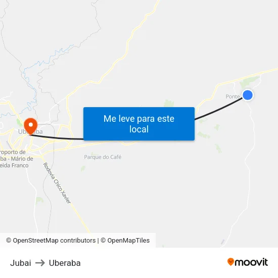 Jubai to Uberaba map