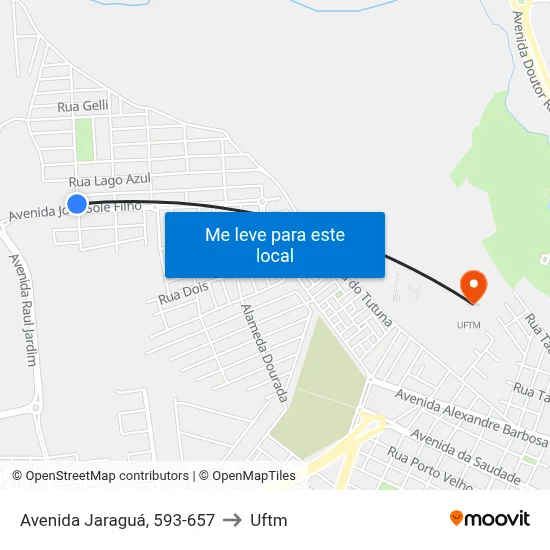 Avenida Jaraguá, 593-657 to Uftm map
