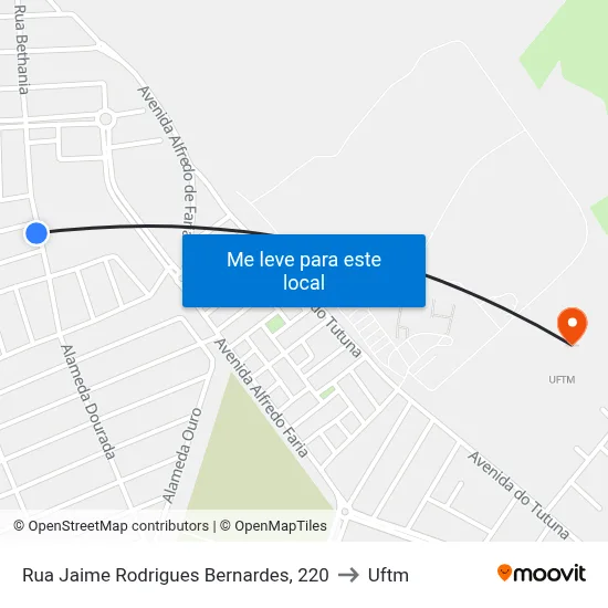 Rua Jaime Rodrigues Bernardes, 220 to Uftm map