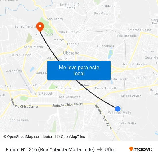 Frente Nº. 356 (Rua Yolanda Motta Leite) to Uftm map