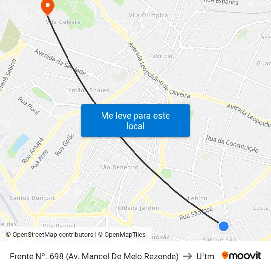 Frente Nº. 698 (Av. Manoel De Melo Rezende) to Uftm map