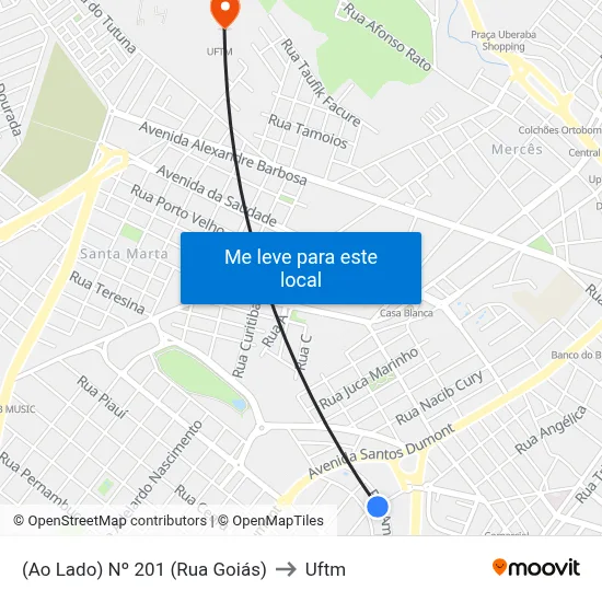 (Ao Lado) Nº 201 (Rua Goiás) to Uftm map