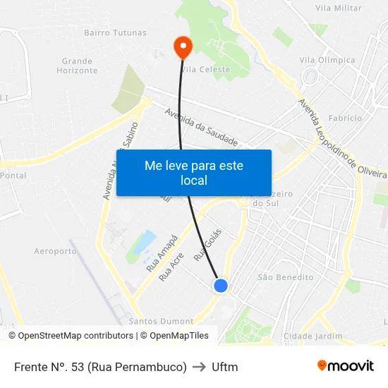 Frente Nº. 53 (Rua Pernambuco) to Uftm map