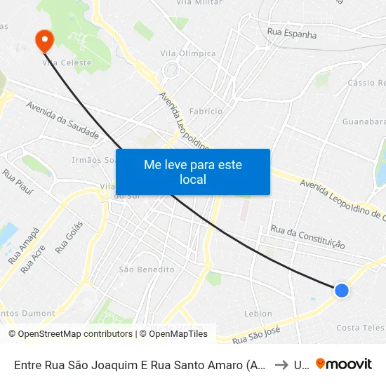 Entre Rua São Joaquim E Rua Santo Amaro (Av. Orlando Rodrigues Da Cunha) to Uftm map