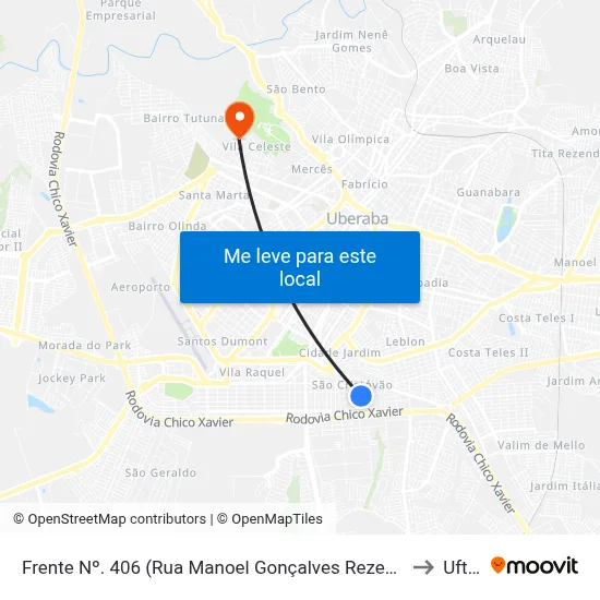 Frente Nº. 406 (Rua Manoel Gonçalves Rezende) to Uftm map