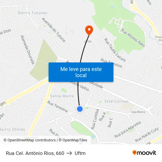 Rua Cel. Antônio Rios, 660 to Uftm map